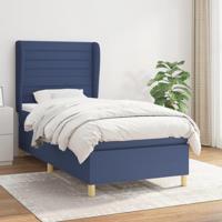 Boxspring met matras stof blauw 90x200 cm - thumbnail