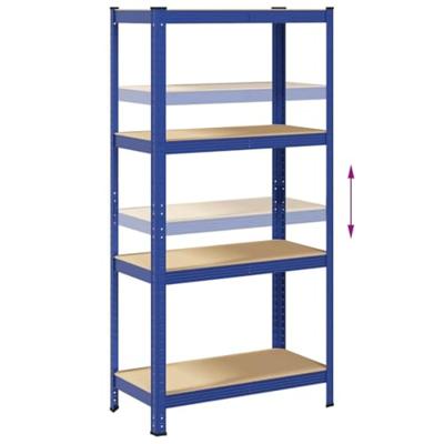 Opbergrekken 4-laags 2 st staal & bewerkt hout blauw