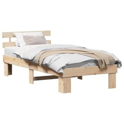 Bedframe met hoofdeinde Bruin 75 x 190 cm Massief grenenhout