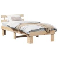 Bedframe met hoofdeinde Bruin 75 x 190 cm Massief grenenhout - thumbnail