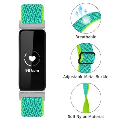 By Qubix - Compatible met Fitbit Inspire 3 - Elastische solo loop nylon bandje - Mintgroen - Compatible fitbit bandje