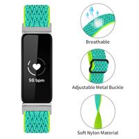 By Qubix - Compatible met Fitbit Inspire 3 - Elastische solo loop nylon bandje - Mintgroen - Compatible fitbit bandje - thumbnail