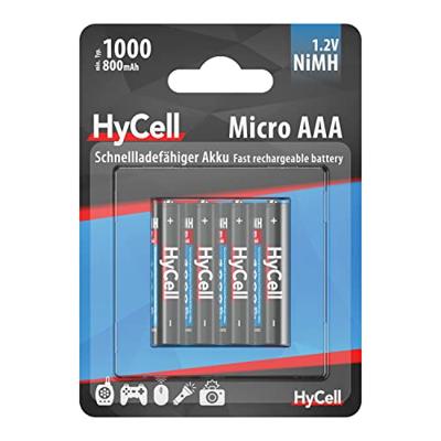 HyCell HR03 1000 Oplaadbare AAA batterij (potlood) NiMH 800 mAh 1.2 V 4 stuk(s) HyCell HR03 1000 Oplaadbare AAA batterij (potlood) NiMH 800 mAh 1.2 V 4 stuk(s)