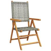Tuinstoelen 2 st massief acaciahout en poly rattan grijs - thumbnail