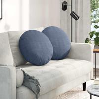 VidaXL Zitkussens 2 pcs blauw ø 50 cm katoen stof - thumbnail