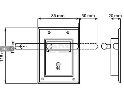 DX opleg grendelslot - doornmaat 40 mm - KBG 070B -staal verzinkt