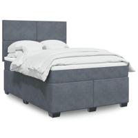Boxspring met matras fluweel donkergrijs 140x190 cm - thumbnail