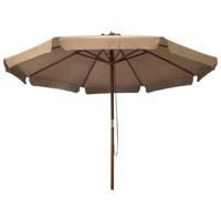 VidaXL Parasol met houten paal 330 cm taupe - thumbnail