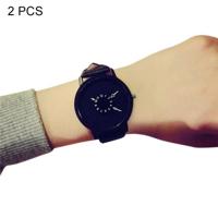 2st vrouwen mannen horloges Casual merk zachte siliconen band Jelly Quartz Watch horloges voor dames liefhebbers zwart White(Black) - thumbnail