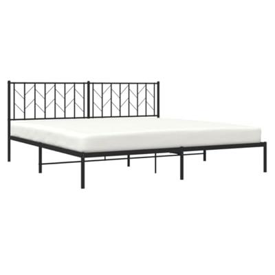 Bedframe met hoofdbord metaal zwart 193x203 cm