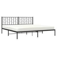 Bedframe met hoofdbord metaal zwart 193x203 cm - thumbnail
