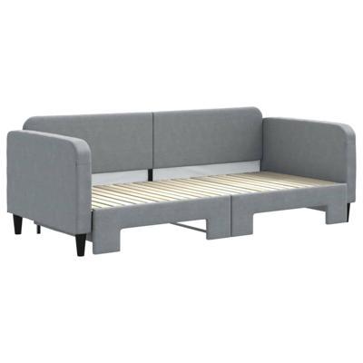 Slaapbank met onderschuifbed 90x200 cm stof lichtgrijs