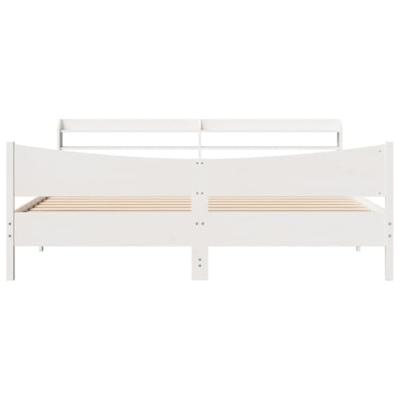 Bedframe met hoofdbord massief grenenhout wit 200x200 cm