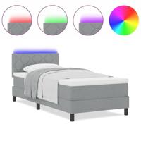 Boxspring Bed met Matras & LED Lichtgrijs 100x200 cm Stof - thumbnail