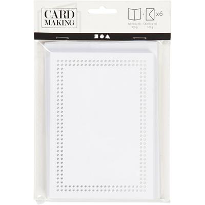 Creativ Company Kaarten om te borduren, afmeting kaart 10,5x15 cm, afmeting envelop 11,5x16,5 cm, wit, 6 set/ 1 doos