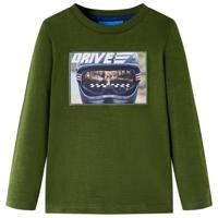 VidaXL Kindershirt met lange mouwen 128 donkerkakikleurig - thumbnail