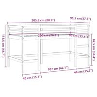 Kinderhoogslaper met ladder 90x200 cm massief grenenhout bruin - thumbnail