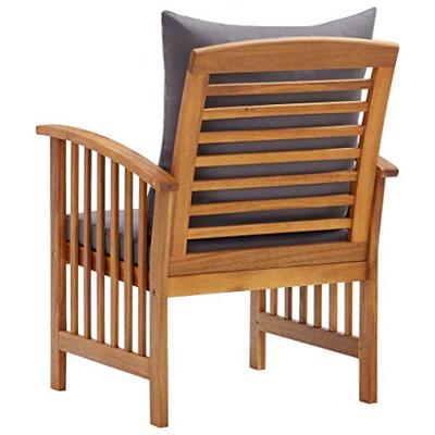 Tuinstoelen 2 st met kussens massief acaciahout - thumbnail