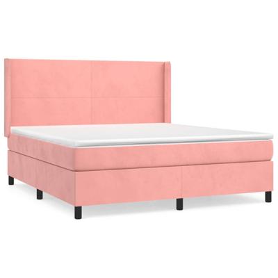 Boxspring met matras fluweel roze 160x200 cm
