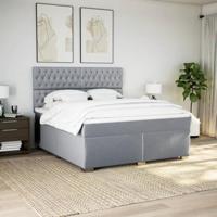 Boxspring met matras stof lichtgrijs 180x200 cm - thumbnail