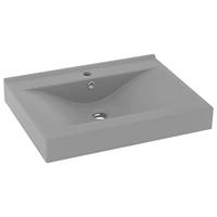 VidaXL Wastafel met kraangat 60x46 cm keramiek mat lichtgrijs - thumbnail