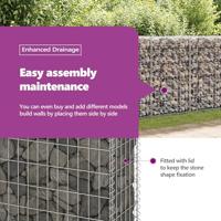 Schanskorfmuur met deksels 60x30x100 cm gegalvaniseerd staal - thumbnail