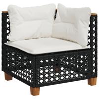 6-delige Loungeset met kussens poly rattan zwart - thumbnail