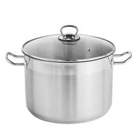 Prachtige grote RVS soeppan - 10 of 15 liter - Met glazen deksel - thumbnail