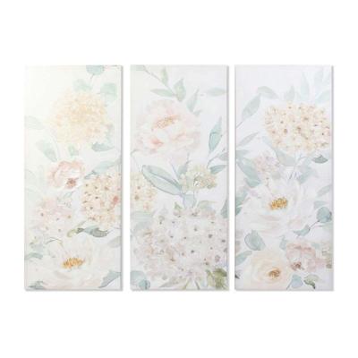 Schilderij DKD Home Decor Blommor 55 x 3 x 135 cm Shabby Chic (3 Onderdelen)