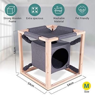 Quapas! kattenbed met hangmat catcube m 54x54x54 cm grijs