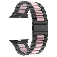 Stalen schakelband - Zwart met roze - Geschikt voor Apple watch 44mm / 45mm / 46mm / 49mm - thumbnail