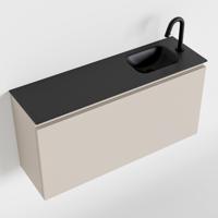 MONDIAZ OLAN 100cm toiletmeubel linen. LEX wastafel urban rechts 1 kraangat - thumbnail