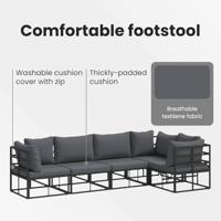 Tuinbankenset met kussen 5 pcs Zwart Aluminium - thumbnail