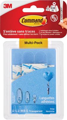 3M Command-strips, multipack Transparant Inhoud: 16 onderdelen 3M Command-strips, multipack Transparant Inhoud: 16 onderdelen