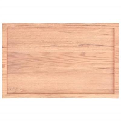 Tafelblad natuurlijke rand 100x60x(2-6)cm eikenhout lichtbruin