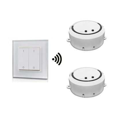 2x LED dimmer/ontvanger - Draadloos - Incl. wit frame met 2-kanaals drukknop - Geschikt voor inbouw & opbouw - Maximaal 200 Watt