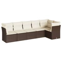 6-delige Loungeset met kussens poly rattan bruin - thumbnail