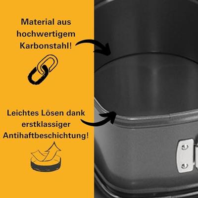 Hartvormige bakvorm met uitneembare bodem - BIRKMANN - EASY BAKING - Koolstofstaal - Antiaanbaklaag - 26,5 x 25 x 9 cm
