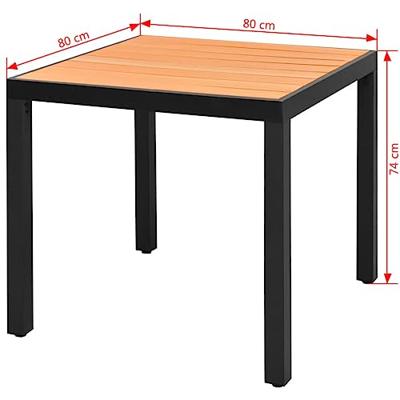 Tuintafel 80x80x74 cm aluminium en HKC bruin - thumbnail