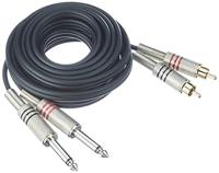 Adam Hall K3TPC0300 Audio Adapterkabel [2x Cinch-stekker - 2x Jackplug male 6,3 mm] 3.00 m Zwart - thumbnail