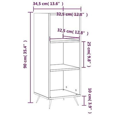 Schappenkast 34,5x32,5x90 cm bewerkt hout wit - thumbnail