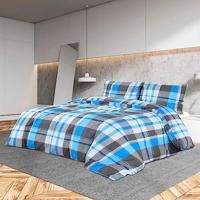 VidaXL Dekbedovertrekset 200x220 cm katoen blauw en grijs - thumbnail