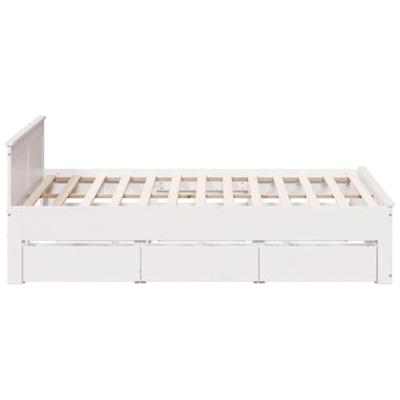 Bedframe zonder matras met hoofdbord grenenhout wit 200x200 cm