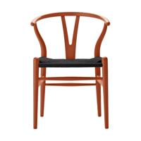Carl Hansen & Søn CH24 Wishbone Stoel - Colours Orange Red met zwarte zitting - thumbnail