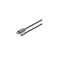 Manhattan 354851 DisplayPort-kabel DisplayPort / USB-C Aansluitkabel DisplayPort-stekker, USB-C stekker 3.00 m Grijs, Zwart Afgeschermd (drievoudig), Vergulde - thumbnail