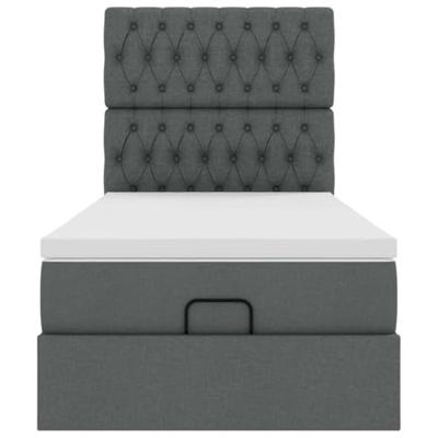 Ottoman bed met matras 100x200cm stof donkergrijs