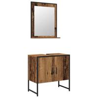Badkamermeubelset 2 pcs Bruin 60 x 33 x 60 cm Bewerkt hout - thumbnail