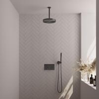BRAUER Stripe Thermostatische Inbouw Regendouche - drukknoppen - SET 27 - 25cm douchekop - plafondarm - staaf handdouche - doucheslang - wandaansluitbocht - gunmetal geborsteld PVD 5-GM-417 - thumbnail