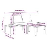 3-delige Loungeset met kussens aluminium zwart - thumbnail