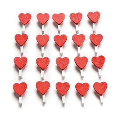 50 PC'S mini rood hart liefde houten fotopapier Peg PIN wasknijper ambachtelijke briefkaart clips